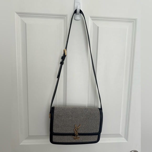 Saint Laurent Tweed Houndstooth Medium Solferino in Black - Picture 8 of 16